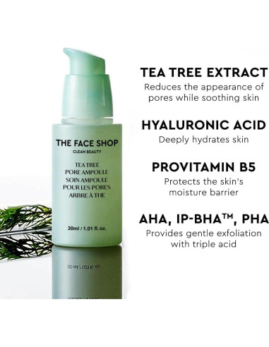 Ampoule Facial The Face Shop Árbol de Té 31.7g - Hidratante y Exfoliante