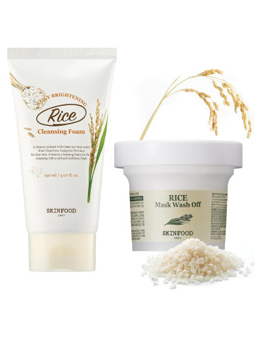 SKINFOOD Set de Cuidado Facial: Mascarilla de Arroz 99g y Espuma 150ml