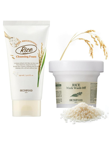 SKINFOOD Set de Cuidado Facial: Mascarilla de Arroz 99g y Espuma 150ml