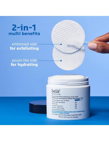 Almohadillas de Tónico belif PHA 2% - Hidratantes y Calmantes 70 Unidades