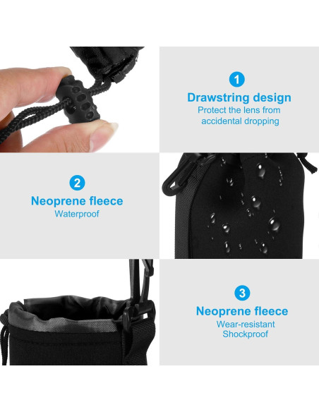 Bolsa de Lente Neopreno PATIKIL 2 Pcs 7x10 cm Impermeable