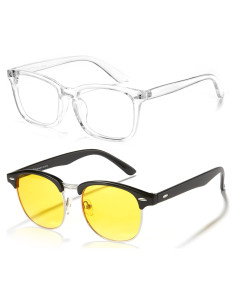 Cyxus Gafas de Luz Azul 2 Pack para Hombres y Mujeres - Amarillo y Transparente