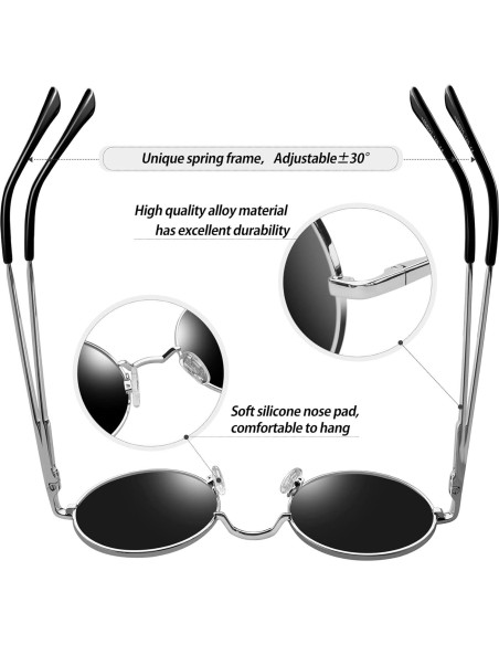 Gafas de sol redondas polarizadas KANASTAL UV400 para hombres
