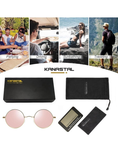 Gafas de sol redondas polarizadas KANASTAL UV400 para hombres