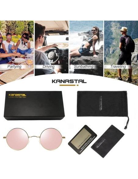 Gafas de sol redondas polarizadas KANASTAL UV400 para hombres