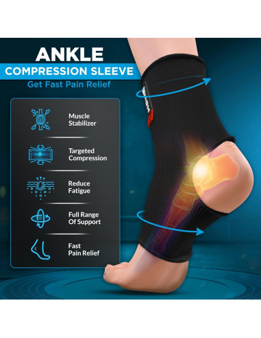 Faja de Compresión para Tobillo WYOX - Soporte Unisex Negro