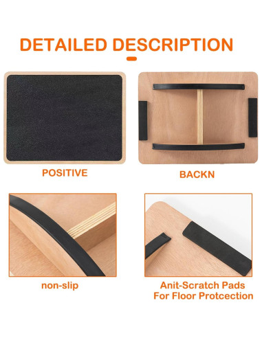 Tabla de Equilibrio Juoe Antideslizante 350LBS Madera 44.45x34.29cm