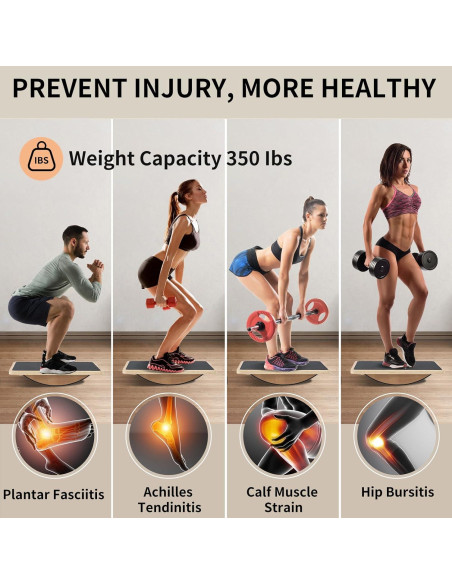 Tabla de Equilibrio Juoe Antideslizante 350LBS Madera 44.45x34.29cm