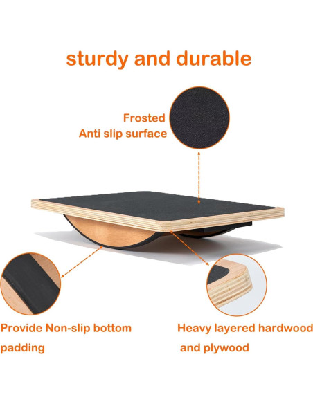 Tabla de Equilibrio Juoe Antideslizante 350LBS Madera 44.45x34.29cm