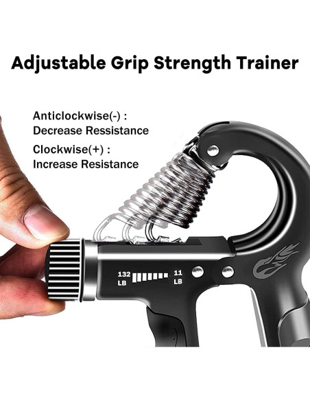 Entrenador de Fuerza de Agarre FLYFE, Ajustable 5-60 kg, Paquete de 2