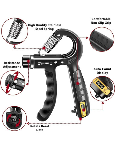 Entrenador de Fuerza de Agarre FLYFE, Ajustable 5-60 kg, Paquete de 2