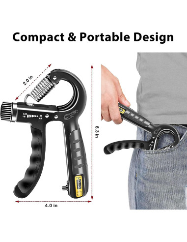 Entrenador de Fuerza de Agarre FLYFE, Ajustable 5-60 kg, Paquete de 2