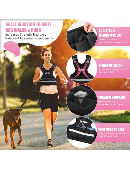 Chaleco con peso ajustable UOPON 2.7-5.4 kg para mujeres