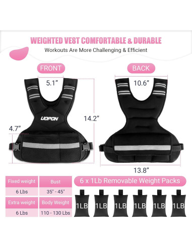 Chaleco con peso ajustable UOPON 2.7-5.4 kg para mujeres
