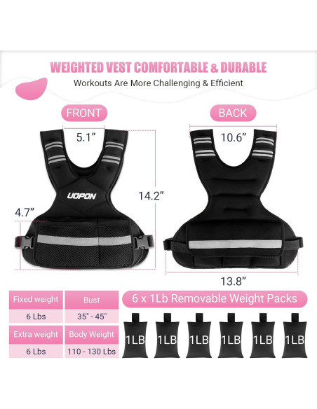 Chaleco con peso ajustable UOPON 2.7-5.4 kg para mujeres