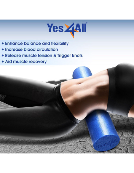 Rodillo de Espuma Dureza Media Yes4All 61 cm Azul