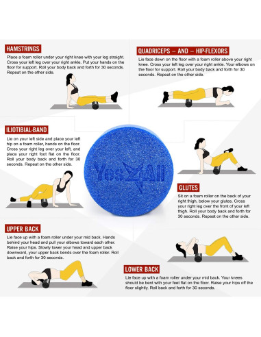 Rodillo de Espuma Dureza Media Yes4All 61 cm Azul