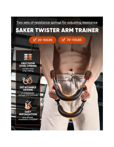 Entrenador de Brazo Twister Saker 20-110kg Ajustable para Fitness