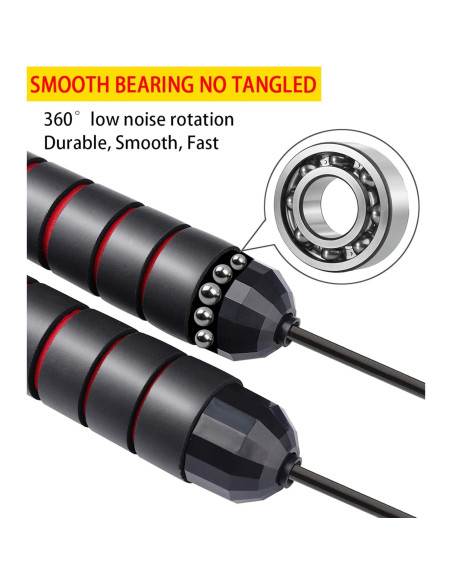 Cuerda de Saltar AIZIYUO Ajustable 2.74m Sin Enredos