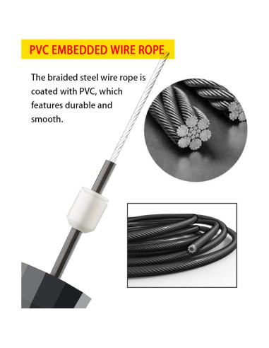 Cuerda de Saltar AIZIYUO Ajustable 2.74m Sin Enredos