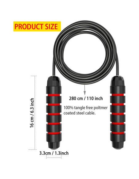 Cuerda de Saltar AIZIYUO Ajustable 2.74m Sin Enredos