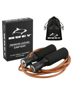 Cuerda de Salto de Cuero HUEY Sport 2.74m Ajustable para Fitness