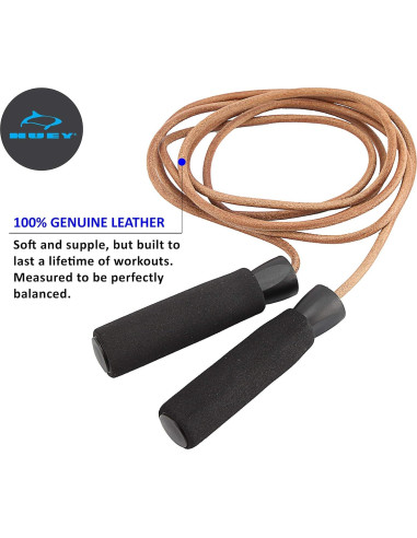 Cuerda de Salto de Cuero HUEY Sport 2.74m Ajustable para Fitness