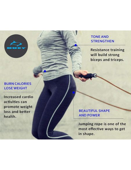 Cuerda de Salto de Cuero HUEY Sport 2.74m Ajustable para Fitness