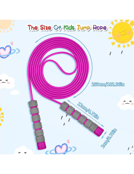 Cuerda de Saltar Ajustable TIOPSUUO para Niños Rosa y Azul