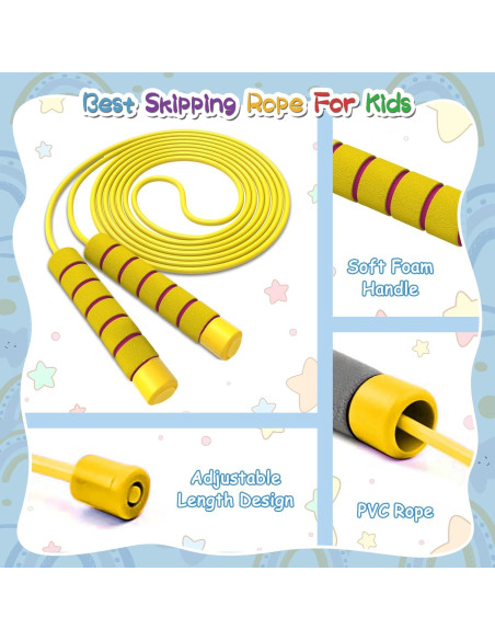 Cuerda de Saltar Ajustable TIOPSUUO para Niños Rosa y Azul