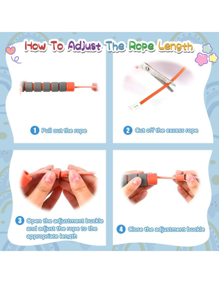 Cuerda de Saltar Ajustable TIOPSUUO para Niños Rosa y Azul