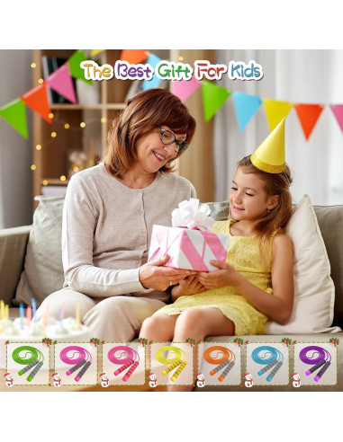 Cuerda de Saltar Ajustable TIOPSUUO para Niños Rosa y Azul