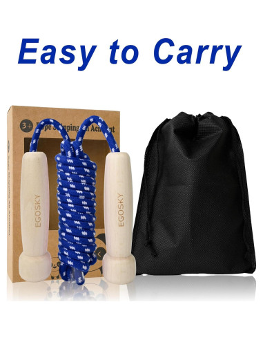 Cuerda de Saltar Ajustable EGOSKY 3m con Mango de Madera