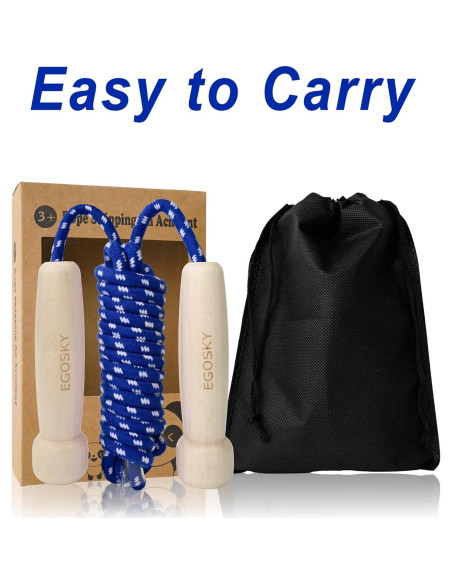 Cuerda de Saltar Ajustable EGOSKY 3m con Mango de Madera