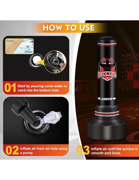 Saco de Boxeo de Pie JUOIFIP 177.8 cm con Guantes y Bomba