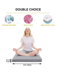 Alfombra de Meditación TokSay Velvet 78.74x78.74 cm Gris 2