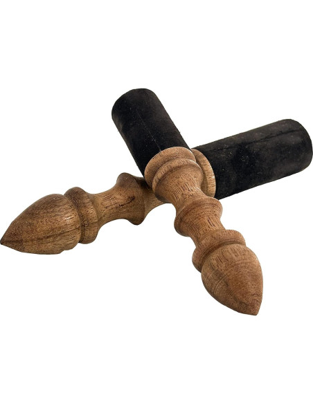 Mazo de Cuenco Cantante Hihealer 2 Piezas Madera de Nogal