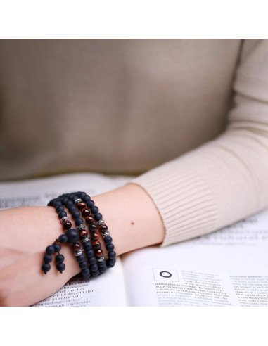 Pulsera y Collar Mala COAI 108 Cuentas Ojo de Tigre y Ónix