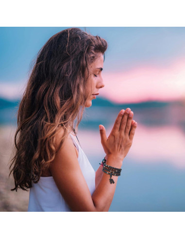 Pulsera y Collar Mala COAI 108 Cuentas Ojo de Tigre y Ónix