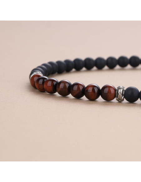 Pulsera y Collar Mala COAI 108 Cuentas Ojo de Tigre y Ónix