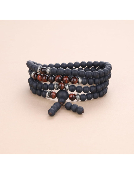 Pulsera y Collar Mala COAI 108 Cuentas Ojo de Tigre y Ónix