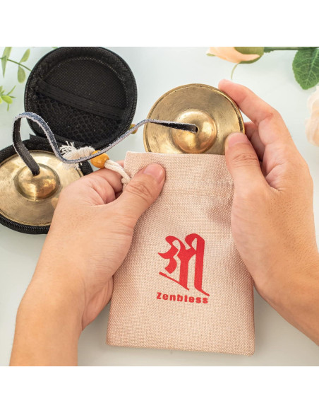 Címbalos Tingsha ZenBless Tibetanos 6.6cm con Caja y Funda