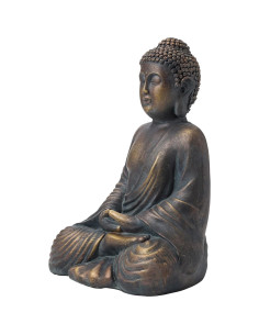 Estatua de Buda Meditador Glitzhome 48 cm Bronce Antiguo 2