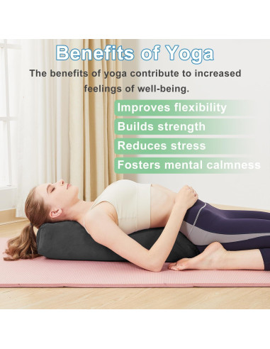 Cojín de Meditación TokSay Terciopelo Negro 68x25.4x12.7 cm