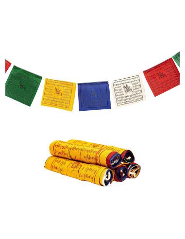 Banderas de Oración Tibetanas 25 Piezas - Algodón Hecho a Mano 12x12cm