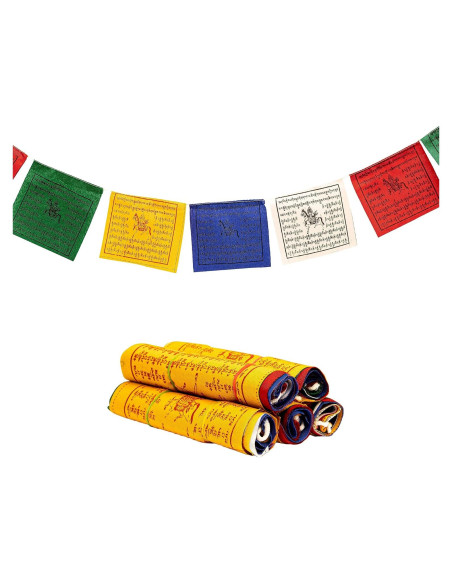 Banderas de Oración Tibetanas 25 Piezas - Algodón Hecho a Mano 12x12cm
