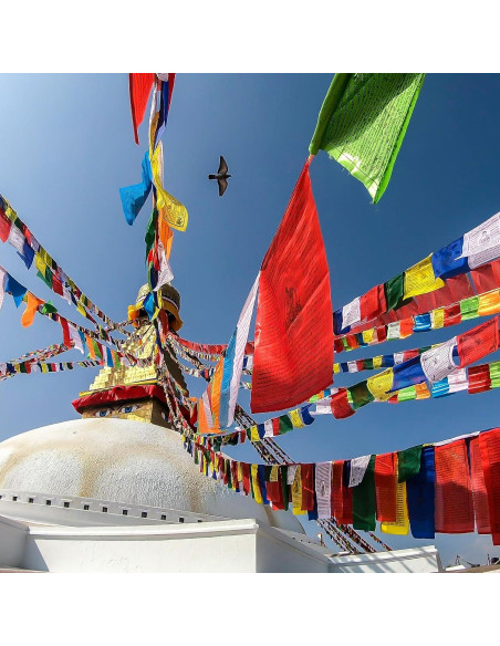 Banderas de Oración Tibetanas 25 Piezas - Algodón Hecho a Mano 12x12cm