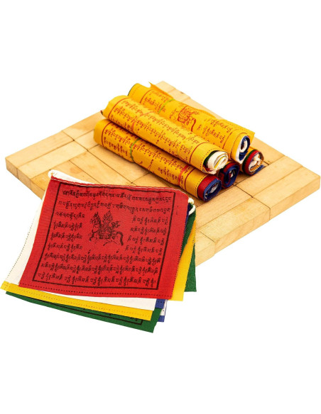 Banderas de Oración Tibetanas 25 Piezas - Algodón Hecho a Mano 12x12cm