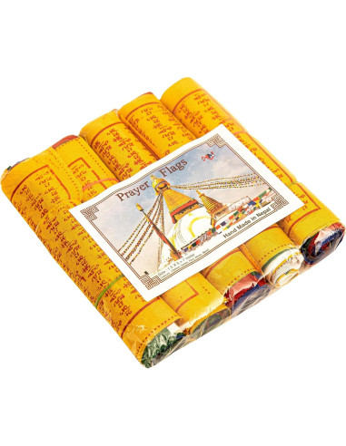 Banderas de Oración Tibetanas 25 Piezas - Algodón Hecho a Mano 12x12cm