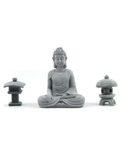 Estatua de Buda y 2 Linternas Pagoda Japonesa - Jardín Zen